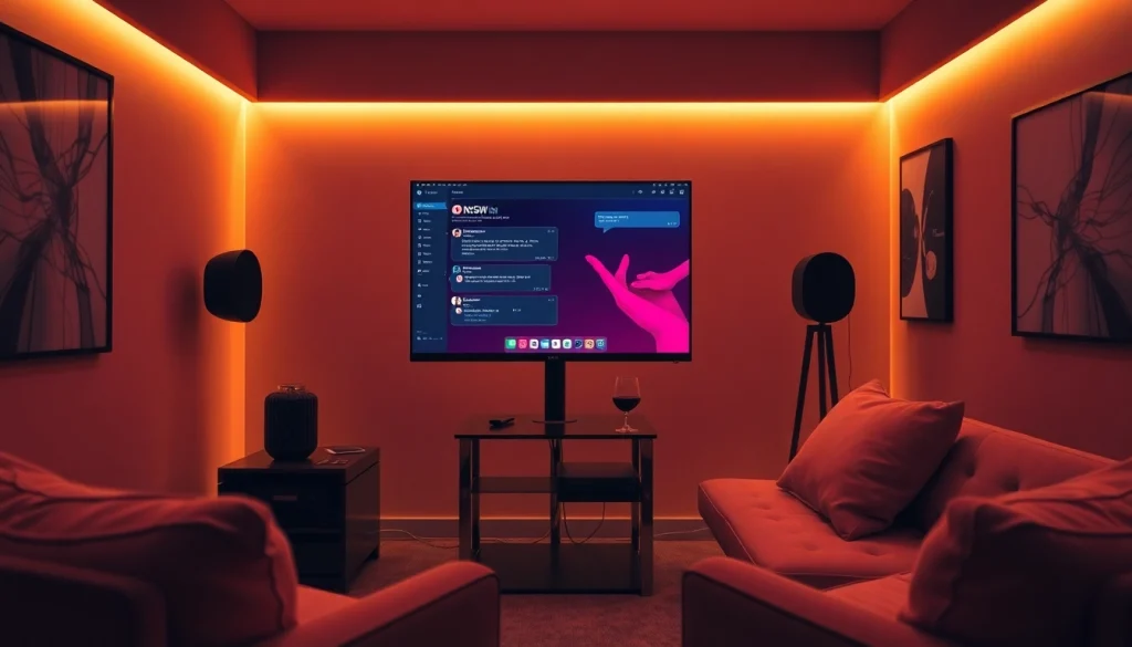 Engaging NSFW AI chat interface on a modern setup with warm ambient lighting.