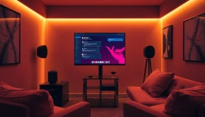 Engaging NSFW AI chat interface on a modern setup with warm ambient lighting.