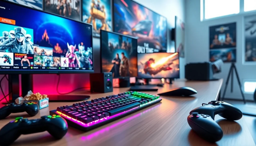 Engaging scene of a gaming setup showcasing the latest gaming news with colorful elements.