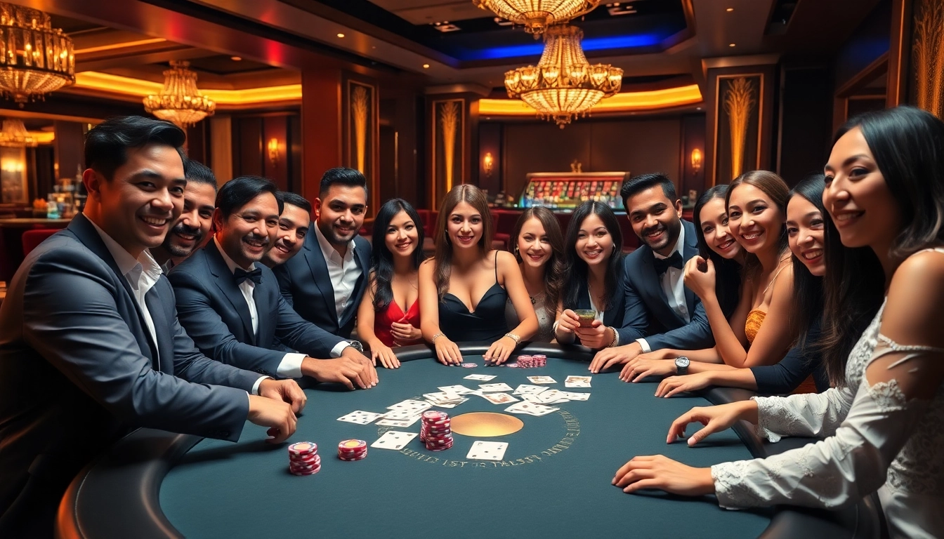 Exciting poker game at https://ww88.cards/ showcasing luxurious casino ambiance and vibrant atmosphere.