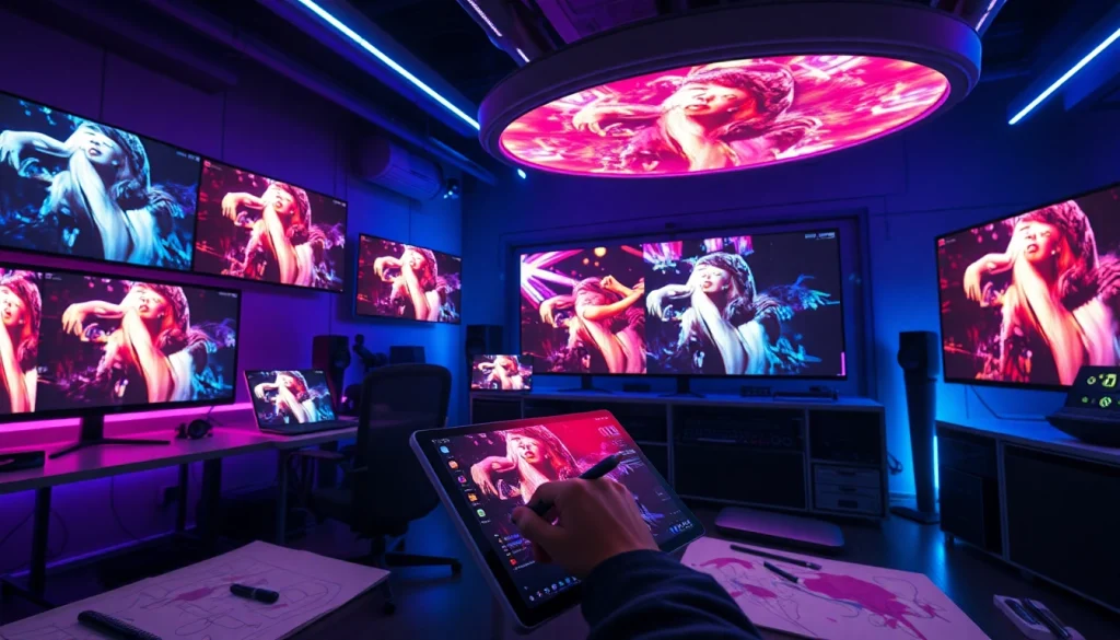 Engaging NSFW AI image generator in a modern digital art studio.