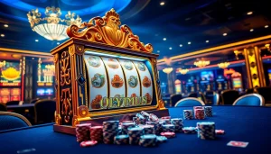 Putar mesin slot Olympus yang mendebarkan di tengah cahaya kasino yang gemerlap dan dekorasi mewah.