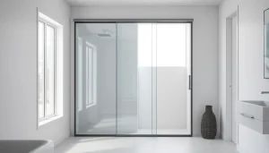 Showcase of elegant glass shower sliding doors enhancing modern bathroom aesthetics.