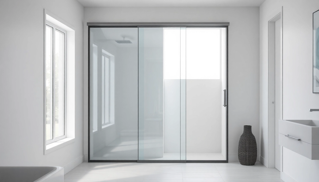 Showcase of elegant glass shower sliding doors enhancing modern bathroom aesthetics.