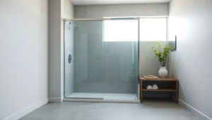 Enhance your bathroom with a frameless sliding shower door that elevates your space's modern appearance.