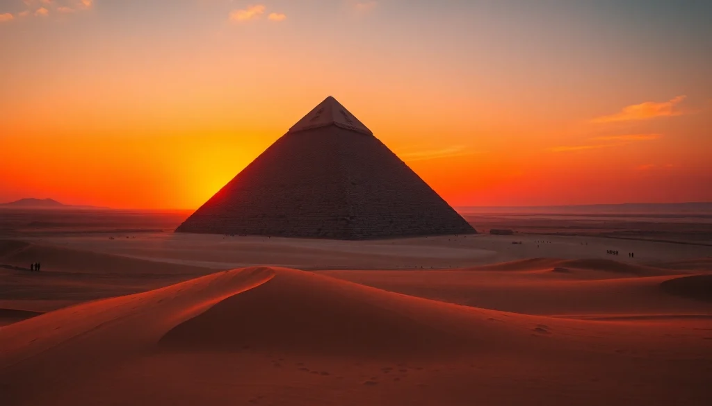 Discovering the majestic piraminds during a breathtaking sunset