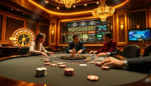 Vivez un gameplay palpitant dans un casino en ligne argent réel, avec des joueurs profitant du poker et de la roulette.
