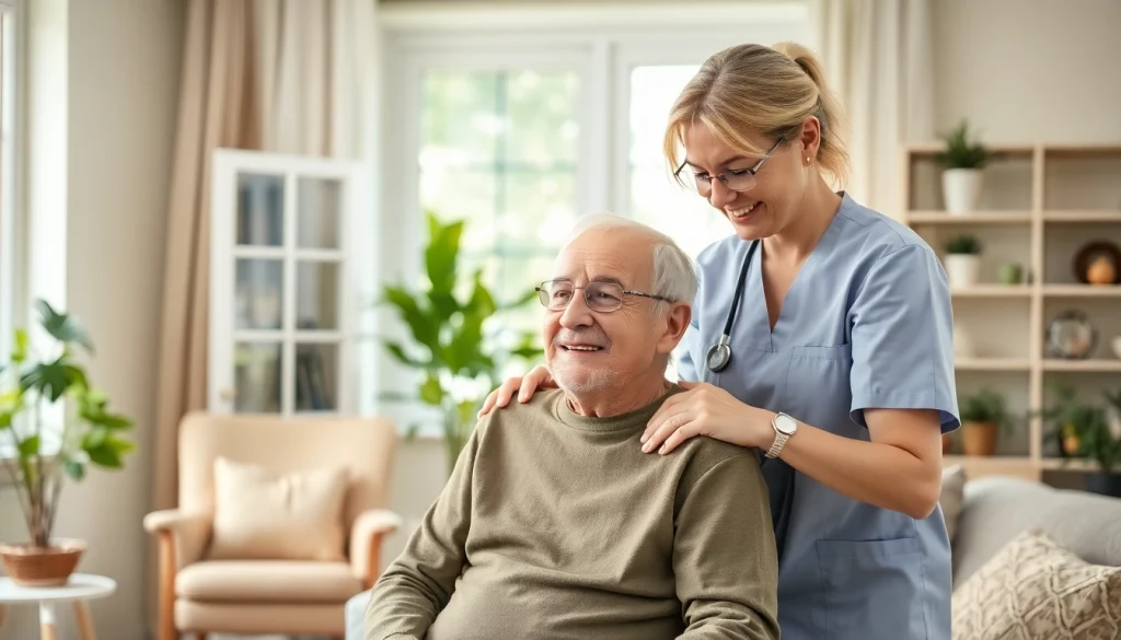 Caregiver providing elderly in home care near me while creating a warm, comforting atmosphere.