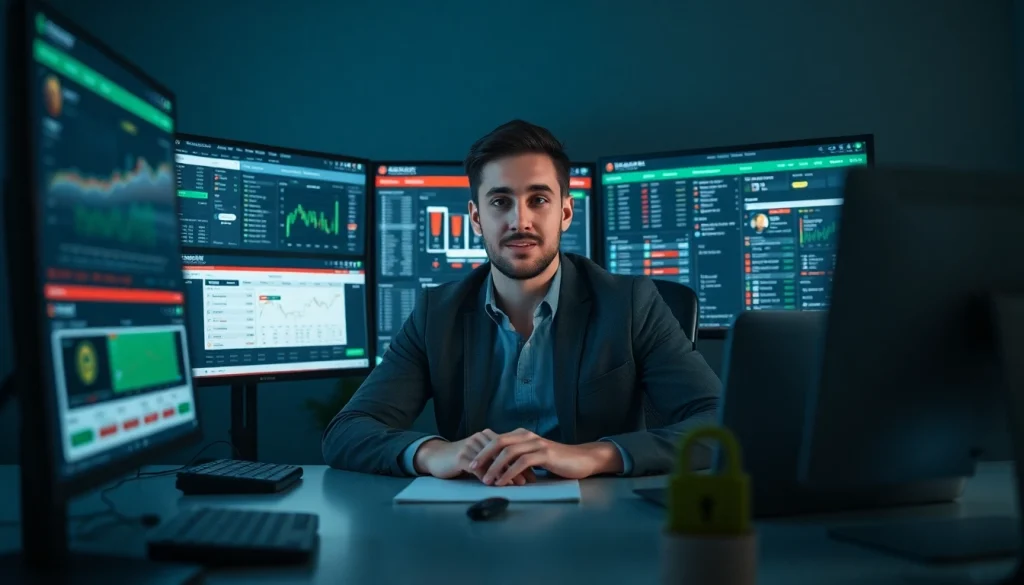 Trustworthy user engaging in safe betting practices on 토토스토리 platform with multiple screens.