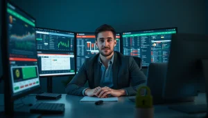 Trustworthy user engaging in safe betting practices on 토토스토리 platform with multiple screens.