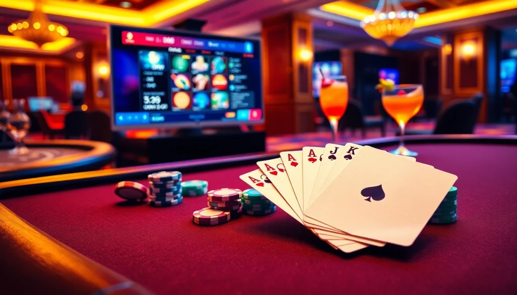 Play cards and embrace excitement at Hay88.com with vibrant poker chips on a luxurious table.