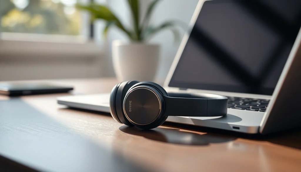 Enhance your audio experience with Bone X1 Bone Conduction Headphones showcased in a modern workspace.