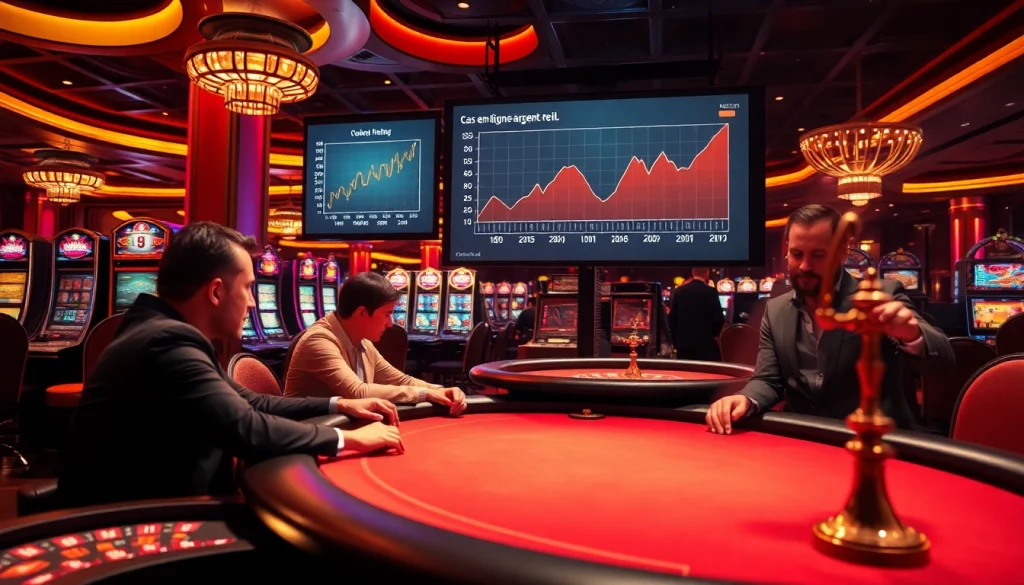 Vivez l'excitation du casino en ligne argent réel avec des joueurs à une table de poker à enjeux élevés.