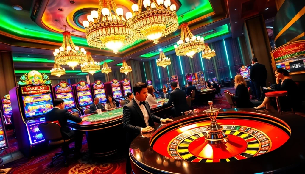 Experience the thrill of gtatogel with players enjoying high-stakes games in a luxurious casino ambiance.