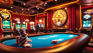 Interagissez avec le casino en ligne argent réel dans un cadre de casino virtuel dynamique avec des tables de poker et des machines à sous.