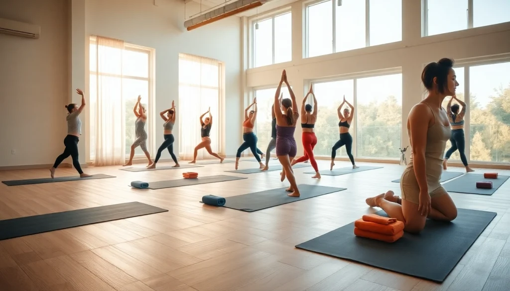 ホットヨガ おすすめのスタジオで多様な人々がヨガを実践している穏やかなシーン