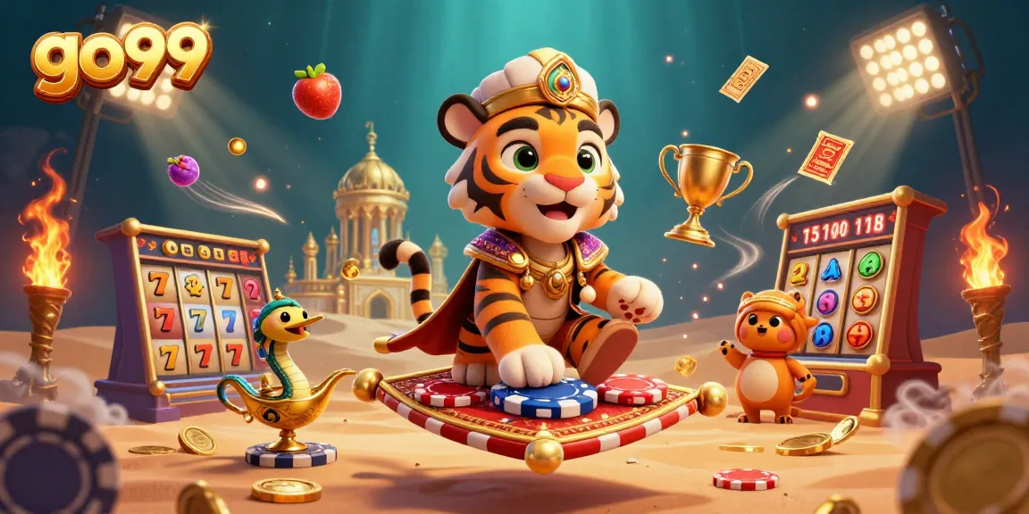 Experience the magic of go99 with a vibrant 3D casino adventure featuring slot games and golden treasures.