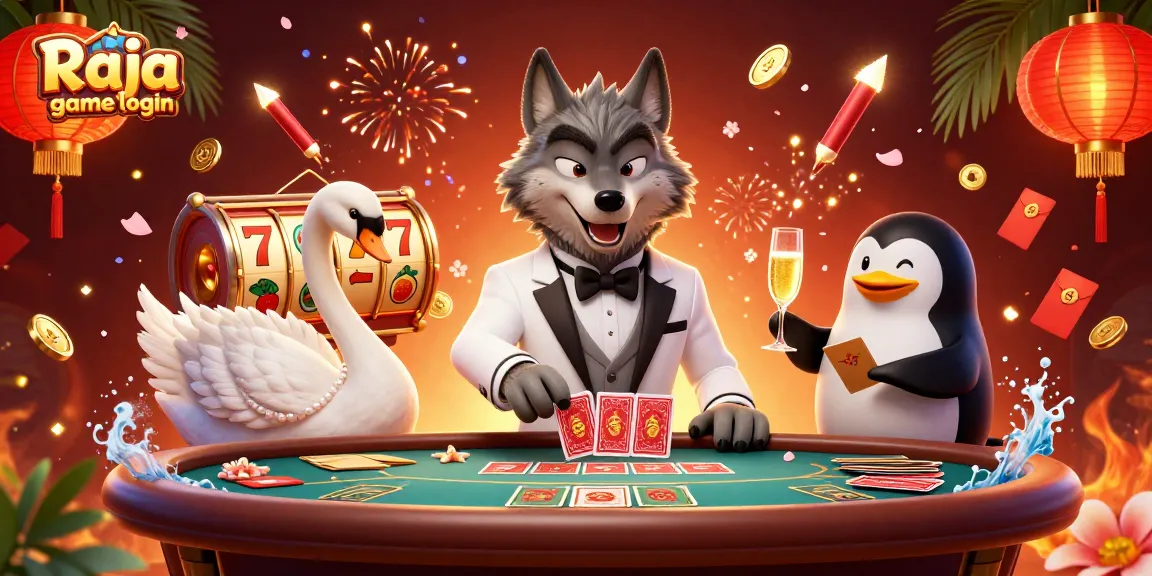 Engage in the thrilling Raja game login experience with an enchanting 3D casino illustration.