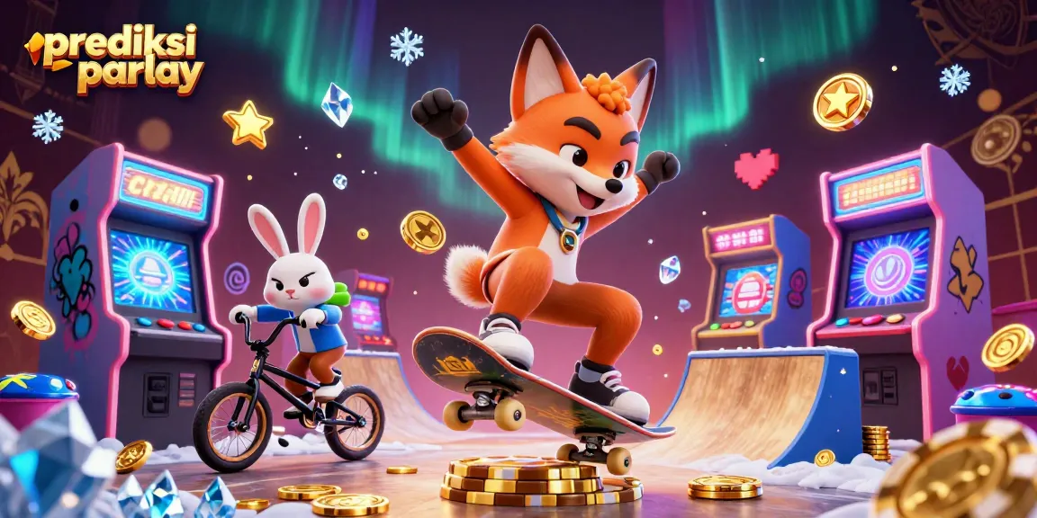 Engage with prediksi parlay through a vibrant 3D gaming scene featuring dynamic characters and casino elements.