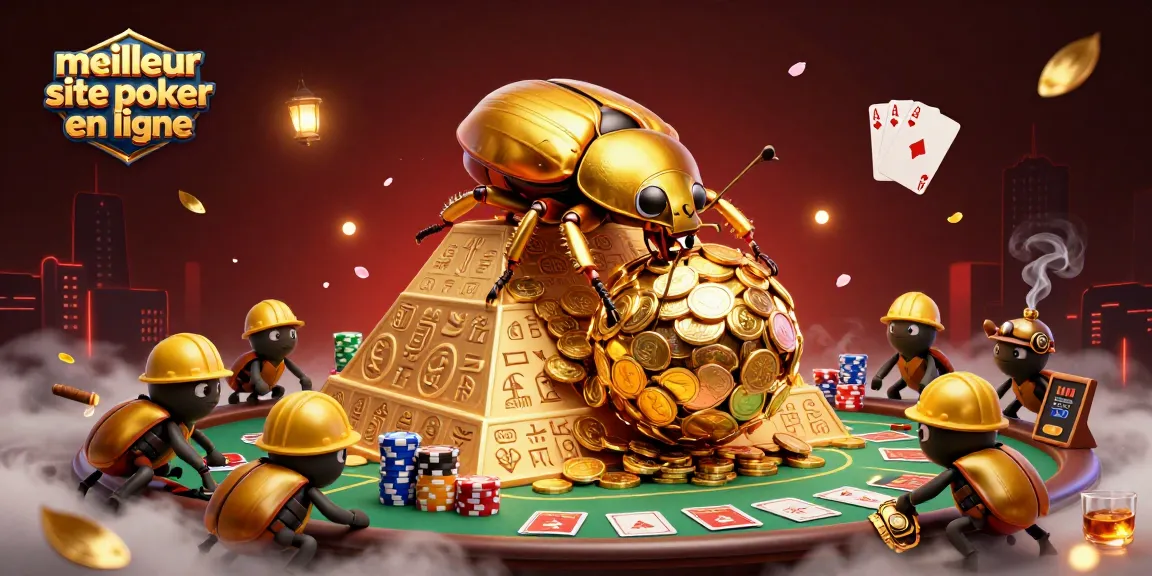 Les joueurs découvrent le meilleur site de poker en ligne parmi des pièces d'or et des cartes de poker.