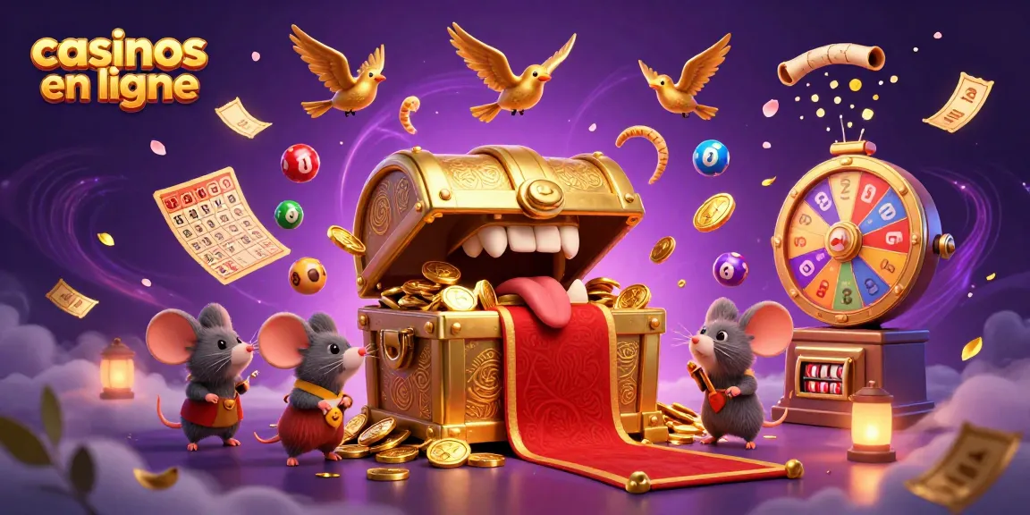 Plongez dans l'univers des casinos en ligne avec des ballons colorés et un coffre au trésor captivant.