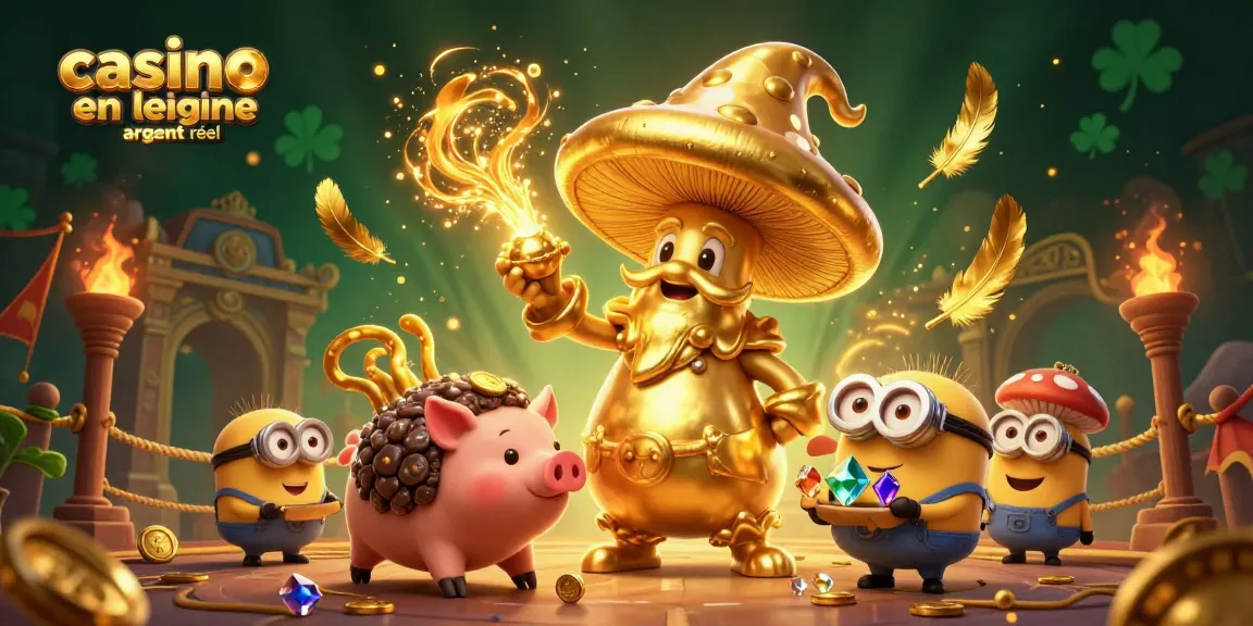Profitez d'une illustration captivante de casino en ligne argent réel avec des personnages magiques et des éléments de jeu.