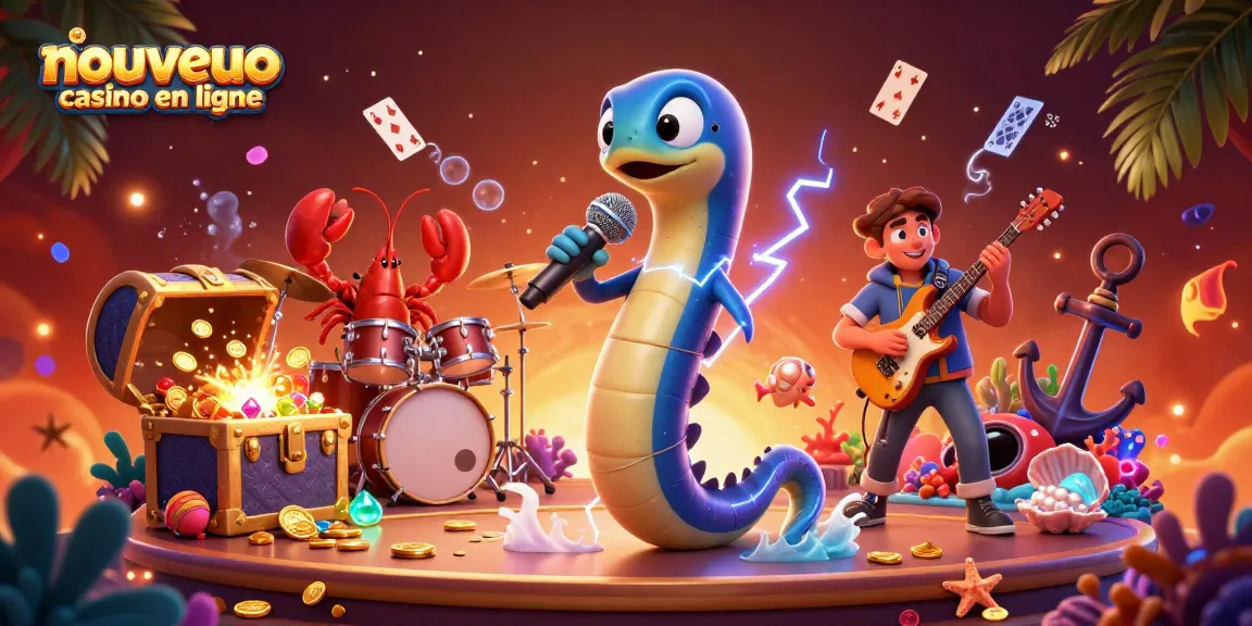 Découvrez le nouveau casino en ligne avec un spectacle aquatique vibrant et des éléments de jeu illustrés.
