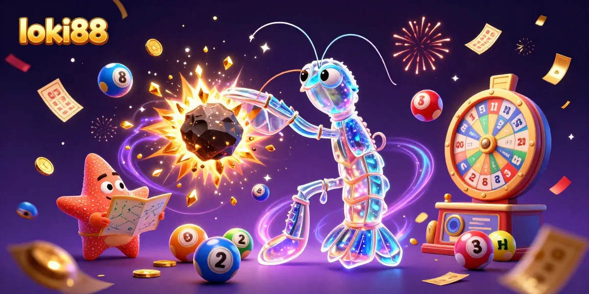 Engage with loki88 through vibrant gambling elements in a cosmic-themed casino illustration.
