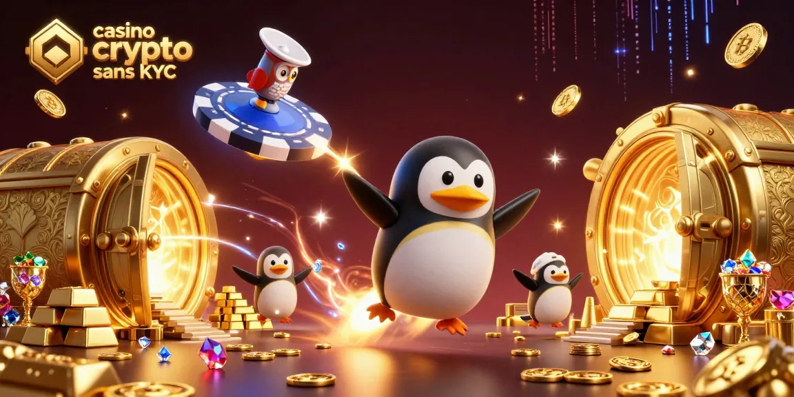Plongez dans un casino crypto sans KYC avec un pingouin doré et une station spatiale de poker.