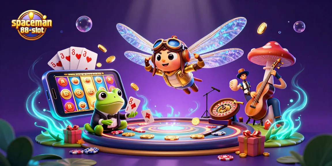 Experience thrilling wins at spaceman88-slot with vibrant 3D casino characters and colorful gaming elements.