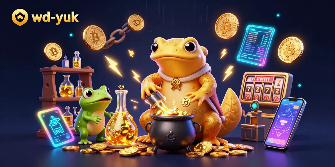 Engaging illustration of wd-yuk casino scene with golden salamander alchemist and crypto-themed elements.