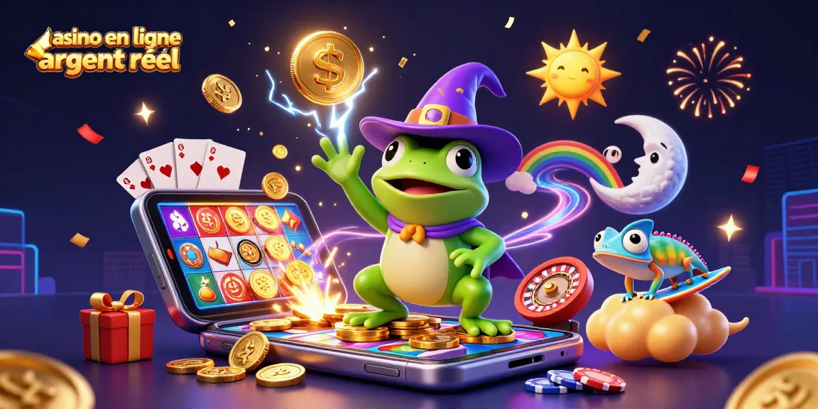 Jouez à casino en ligne argent réel avec une illustration dynamique de personnages magiques et des éléments de jeu vibrants.