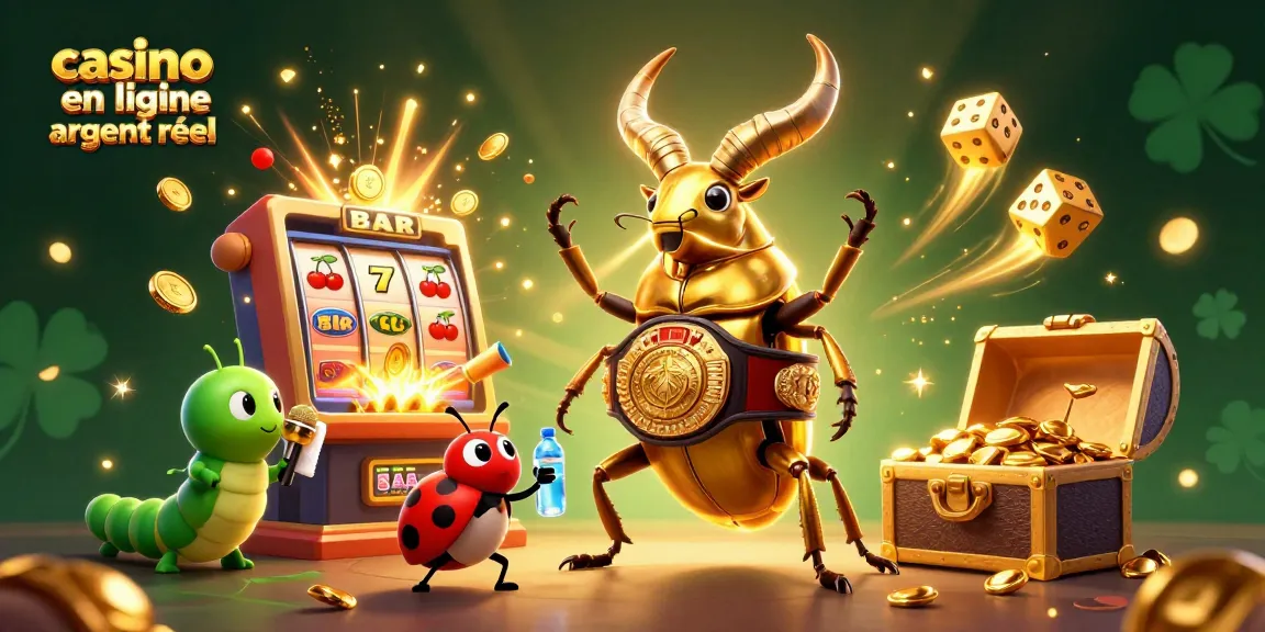 Illustration représentant un concours de casino en ligne argent réel avec des personnages amusants et des éléments de jeu dynamiques.